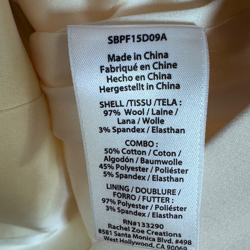 NWT RACHEL ZOE Wool Tuxedo Jacket Mini Dress In Ivory Size 6 RARE - Picture 11 of 12